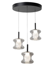 Lampada a Sospensione Frua Ø450mm Grigio, LED Integrato 21W 2550lm, CCT Switch 2700K-3000K-4000K, Metallo e Vetro Borosilicato, IP20 - Frua