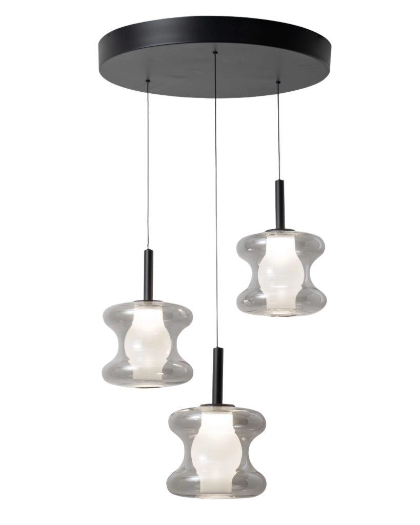 Lampada a Sospensione Frua Ø450mm Grigio, LED Integrato 21W 2550lm, CCT Switch 2700K-3000K-4000K, Metallo e Vetro Borosilicato, IP20 - Frua