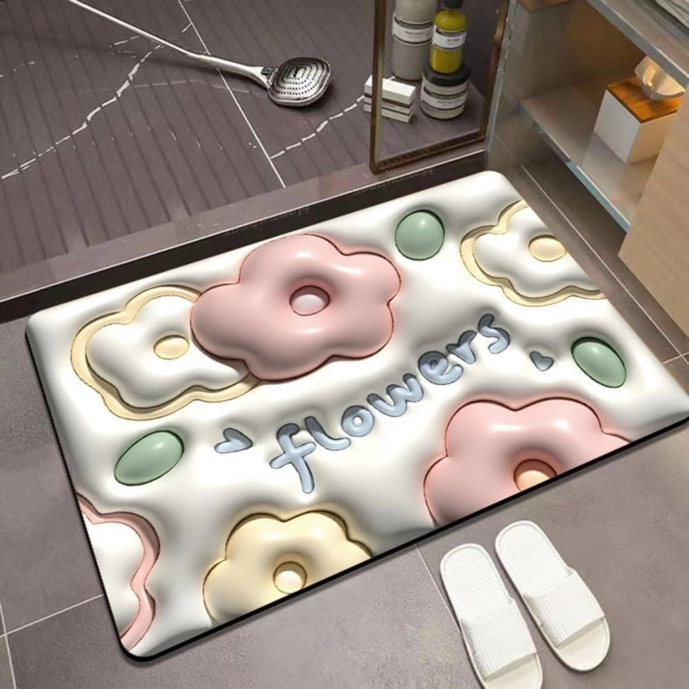 Trade Shop - Tappeto 3d Bagno Antiscivolo Asciugatura Rapida Morbido Assorbente 38x58cm 87223 -