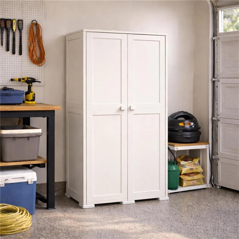 ARMADIO 2 ANTE PANNA 79X43X164 CM CON 2 MODULI E 2 RIPIANI – MOBILE ALTO ORGANIZZAZIONE CASA PER INGRESSO E LAVANDERIA