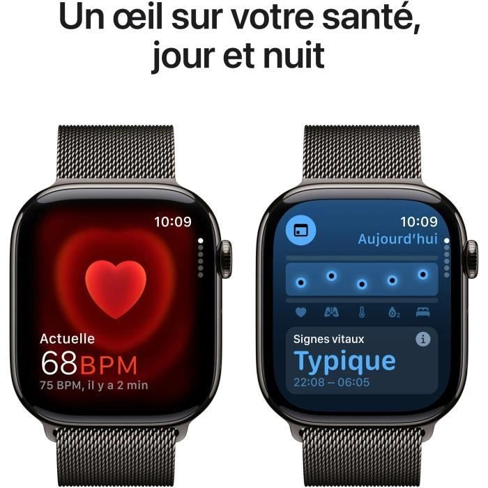 Apple Watch Series 10 GPS + Cellular - 46 mm - Cassa in titanio ardesia - Cinturino in maglia milanese ardesia - M/L