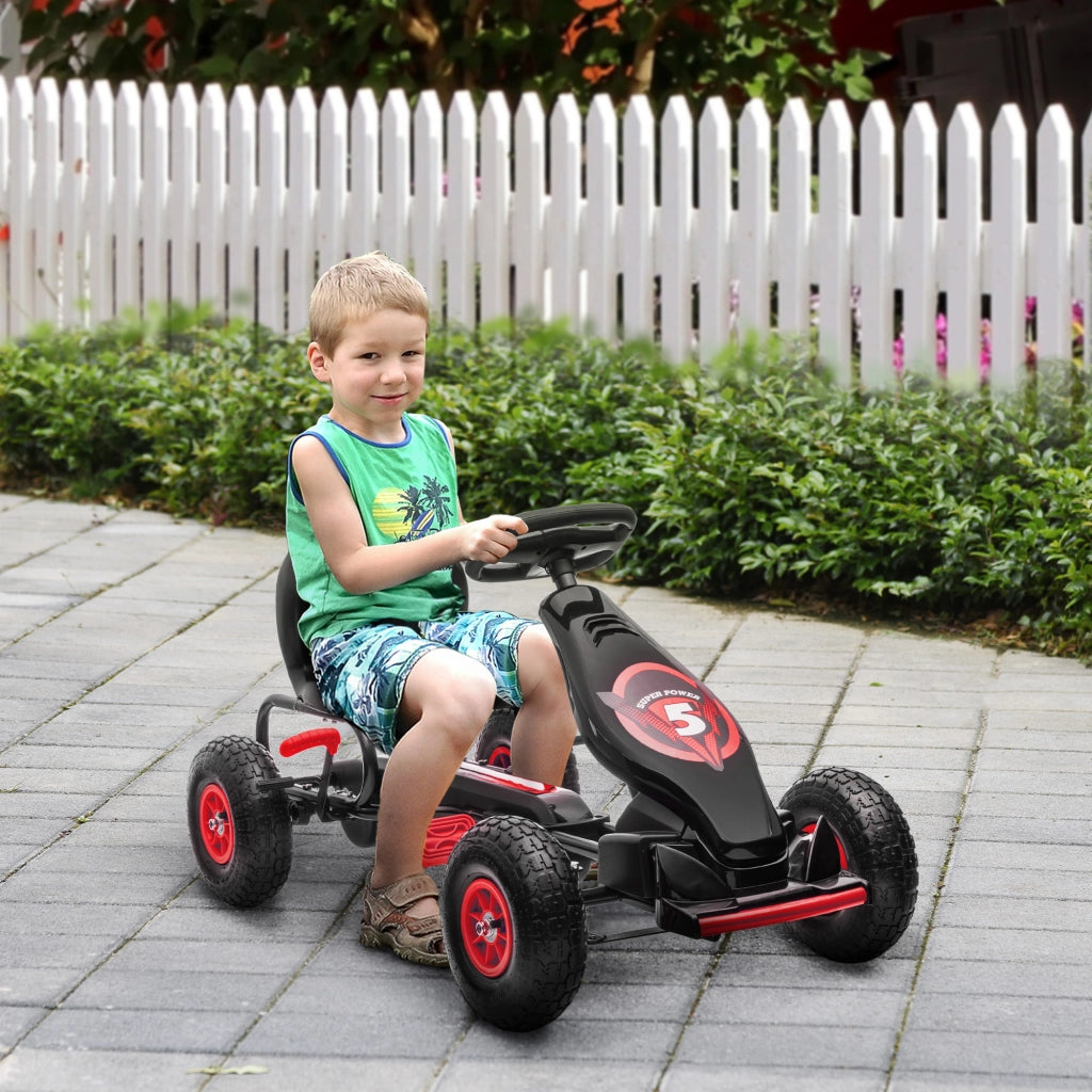 Go Kart a Pedali per Bambini ¨C Zephmum ¨C Rosso, Sedile Regolabile, Ruote Gonfiabili