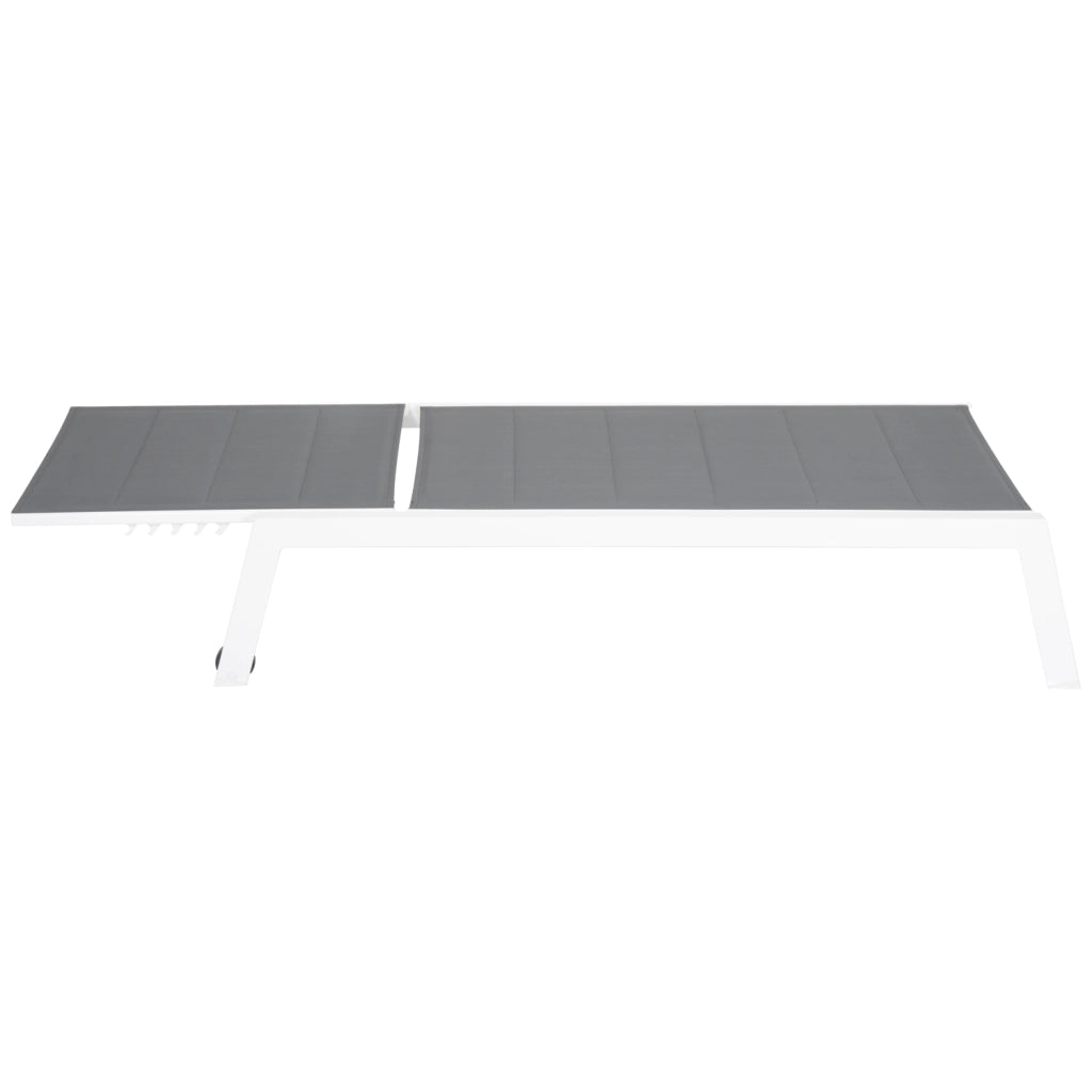 Set di 2 lettini BARBADOS in textilene grigio eTavolino - alluminio bianco