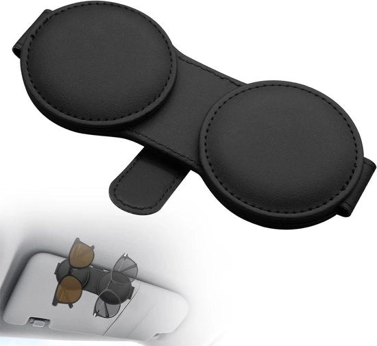 Accessorio auto magnetico per occhiali da sole con clip e supporto in pelle - Accessorio auto per uomini e donne - Pratico e stile - Conservazione sicura degli occhiali da sole