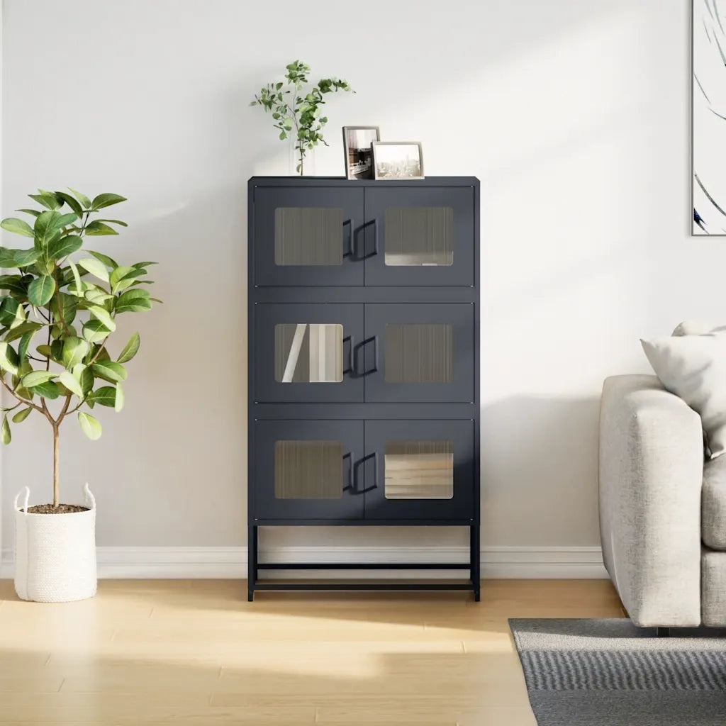 Credenza | Madia | Buffet da pranzo | Armadio da pranzo Antracite 68x39x123 cm Acciaio