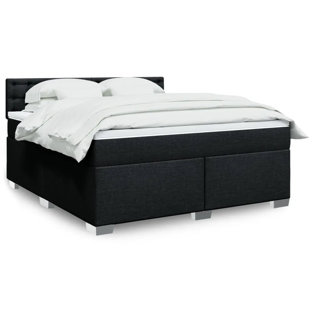 vidaXL Giroletto a Molle con Materasso Nero 180x200 cm in Tessuto