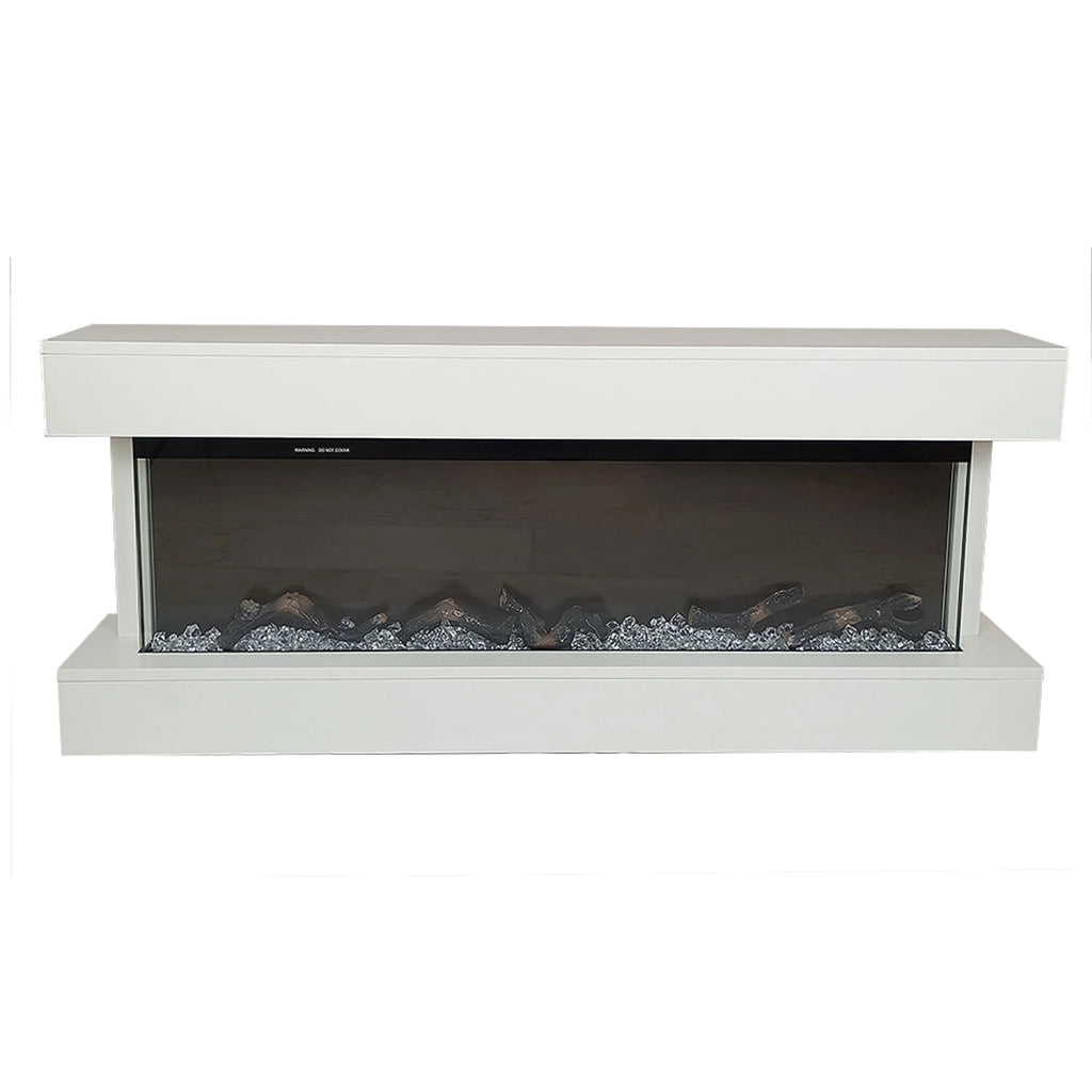 Camino Elettrico da Parete o Incasso Alaro Plus 127x18x52 cm Effetto Fiamma Telecomando in MDF Bianco