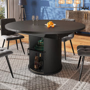Tavolo da pranzo allungabile 118(158)x118x76.8 cm con vano contenitore; MDF nero