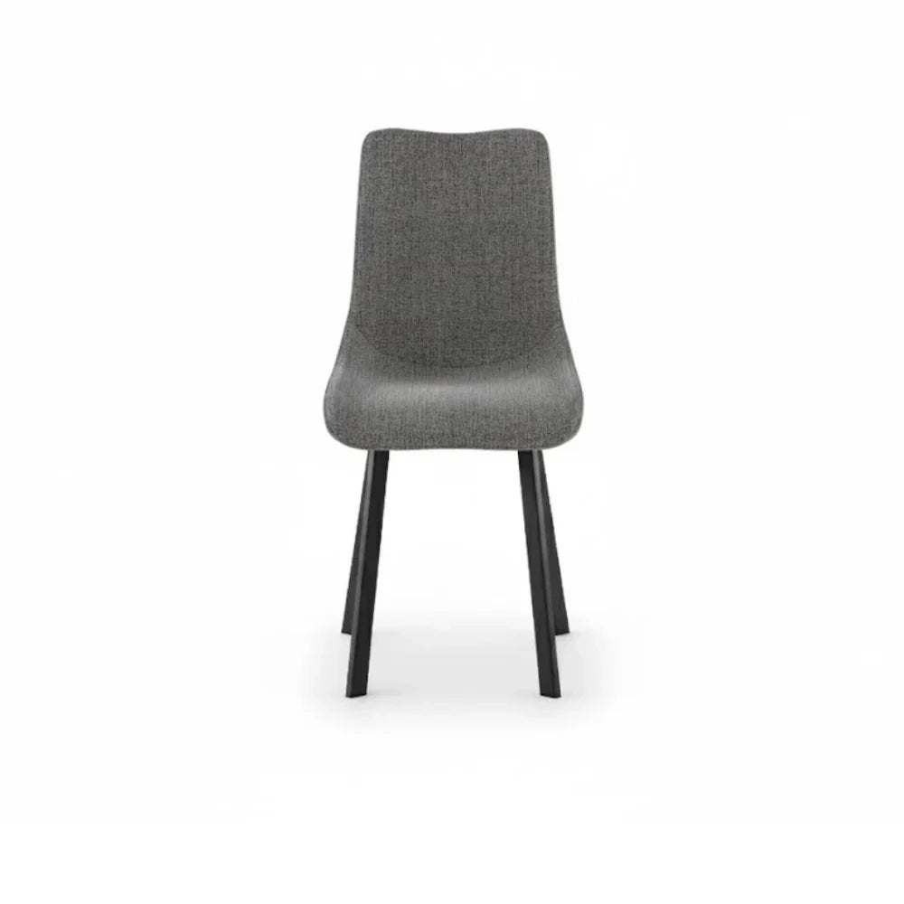 Set di 4 sedie da pranzo imbottite in tessuto grigio scuro Grace con struttura in metallo facili da pulire | Duzzle