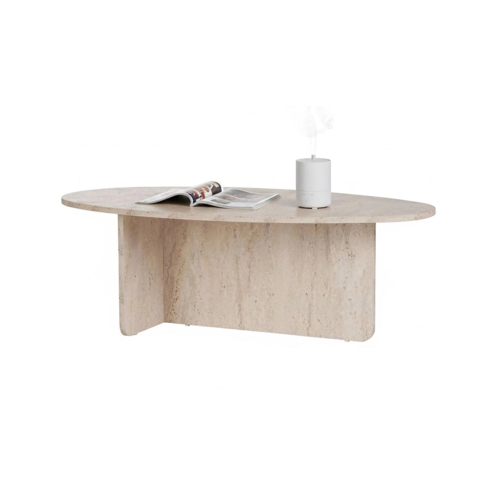 Parona, Tavolino da Salotto Forma Ovale, 120x65x40h cm Bianco Marmo