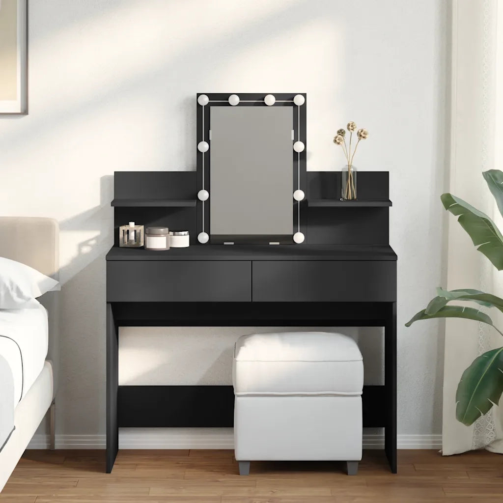 Toeletta | Tavolo da Trucco con LED Nero 100x40x130 cm