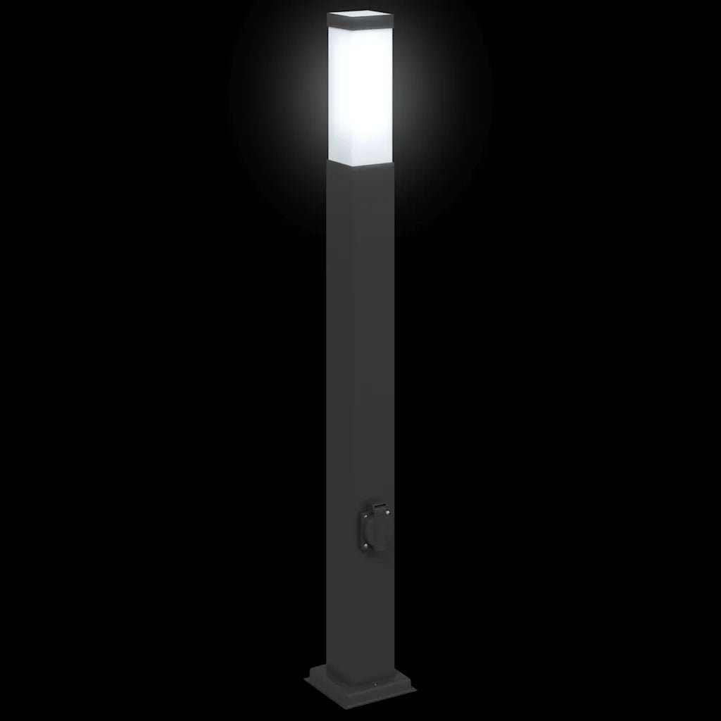 Lampada a paletto con presa elettrica 80 cm Nera IP44 4006085