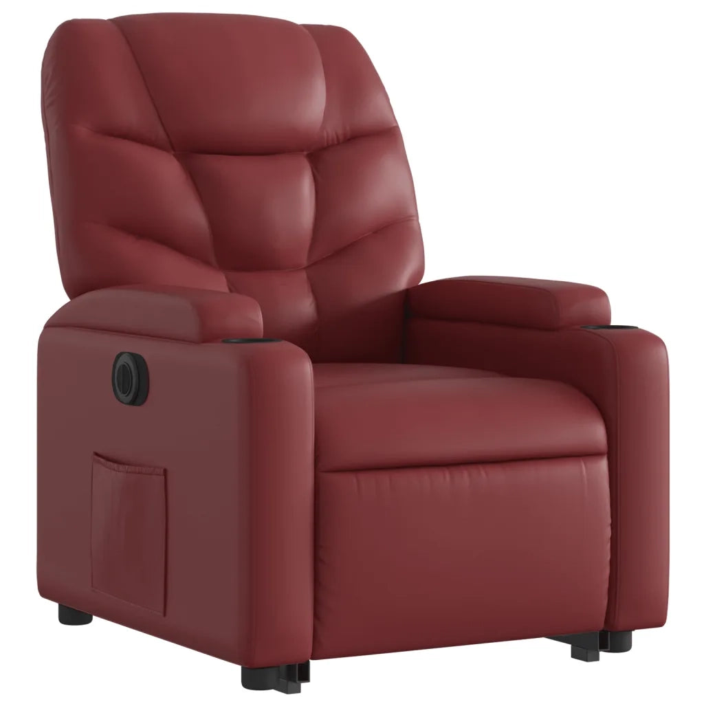 Poltrona Alzapersona Reclinabile Rosso Vino in Similpelle 3204676