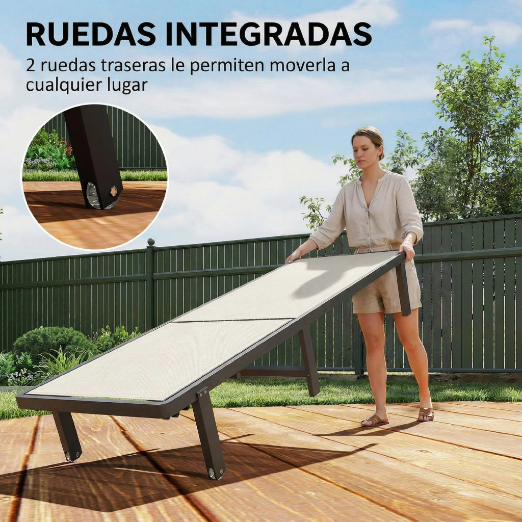 Poltrona reclinabile a 2 pezzi con ruote ¨C zephmum ¨C Tessuto beige, struttura alluminio