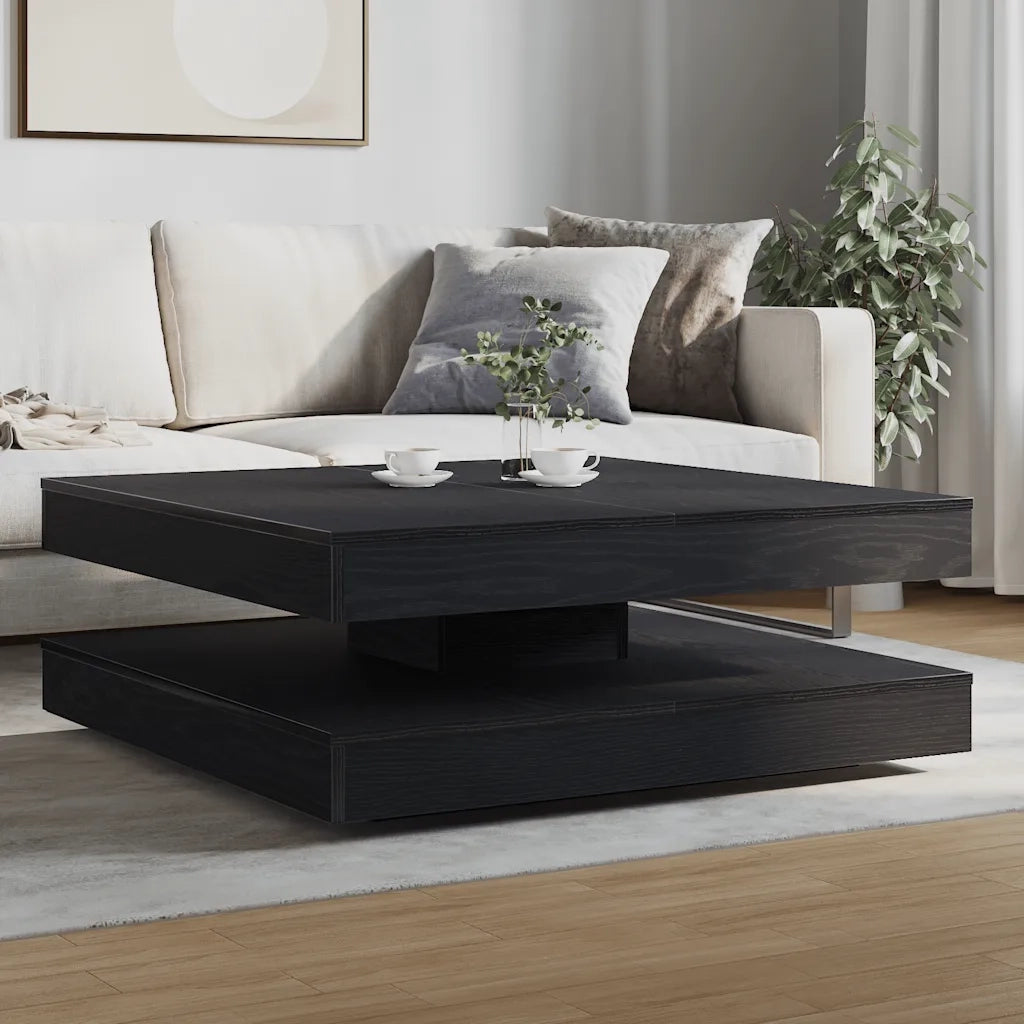 vidaXL Tavolino da Caffè Girevole a 360 Gradi Nero 90x90x34,5 cm