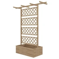 Letto per Orto con Traliccio e Pergola per Rampicanti con Fondo Aperto, 160x55x183cm, Legno Naturale
