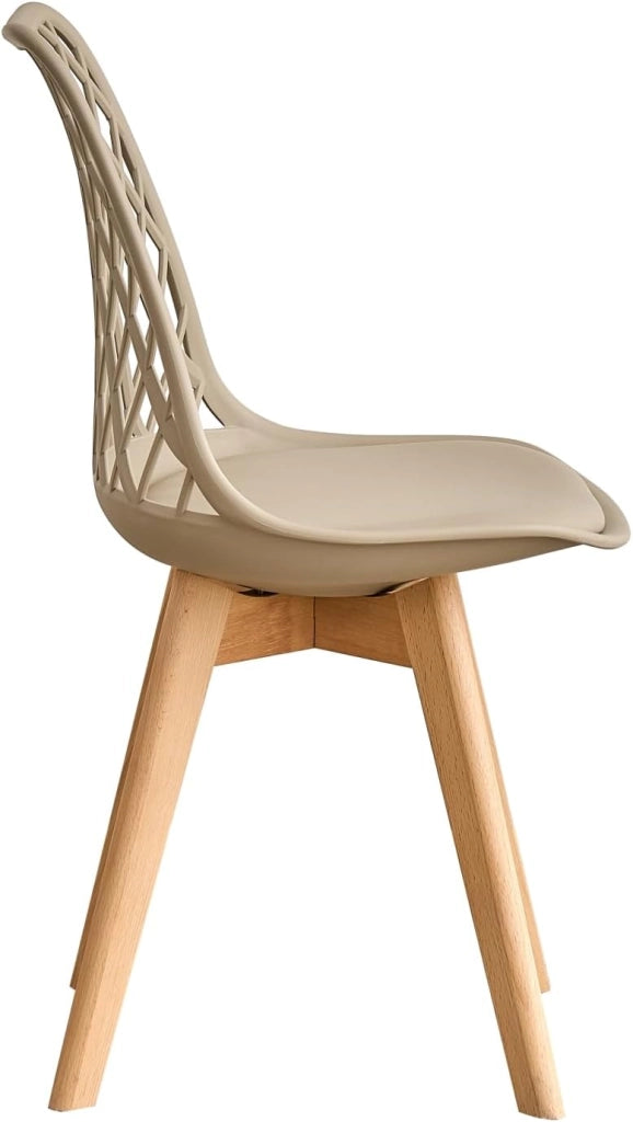 GrandCA HOME Set di 8 Sedie da Pranzo, Sedie da Cucina Moderne con Seduta Rivestita in pelle e Gambe in Faggio, Adatte a Cucine e Sale da Pranzo - Kaki