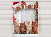 Parure Copripiumino Sacco Piumino Letto 100% Cotone Sogni D'oro Disegno Gatti Natale Dis. 69 - Singolo - Gatti Natale
