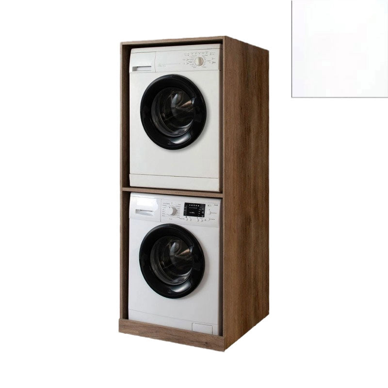 Mobile Lavanderia a Colonna per Lavatrice e Asciugatrice Senza Ante 70x70x174A cm in Nobilitato Unika Bianco Latte