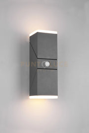 AVON APPLIQUE LED 14W 1600lm, 3000K DA ESTERNO ANTRACITE 2 DIFFUSORI ORIENTABILI CON SENSORE DI MOVIMENTO IP54 H. 28CM