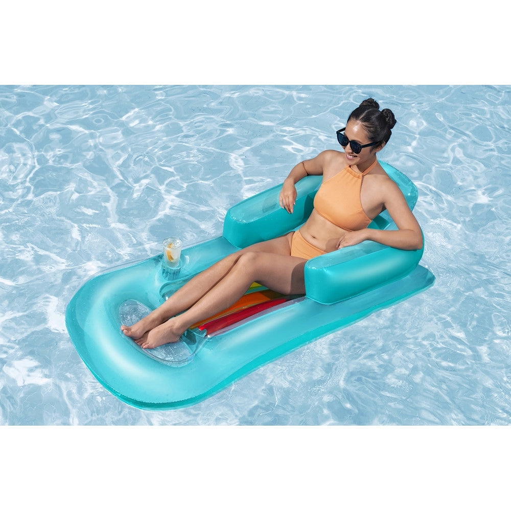 Trade Shop - Materassino Poltrona Lettino Gonfiabile Relax Mare Piscina Con Portabibite 2 Colori 43028 -