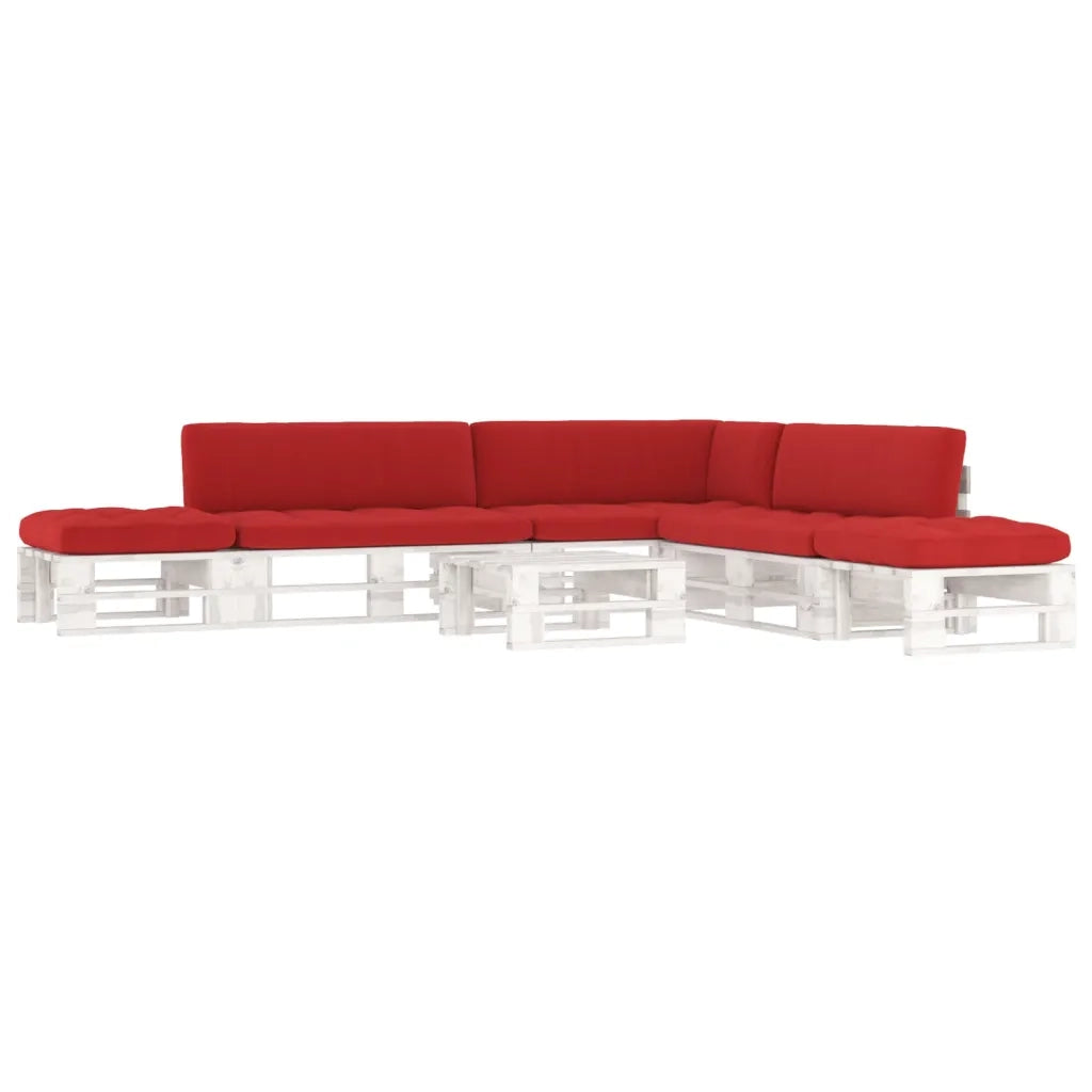 Set di Divani su Pallet 6pz e Cuscini in Pino Impregnato Bianco cod mxl 40234