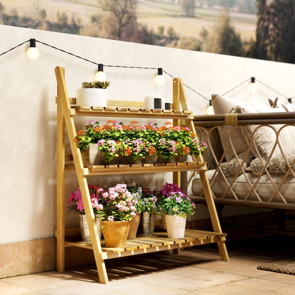 Libreria piramidale pieghevole con 3 ripiani ¨C zephmum ¨C legno 80x37x93 marrone