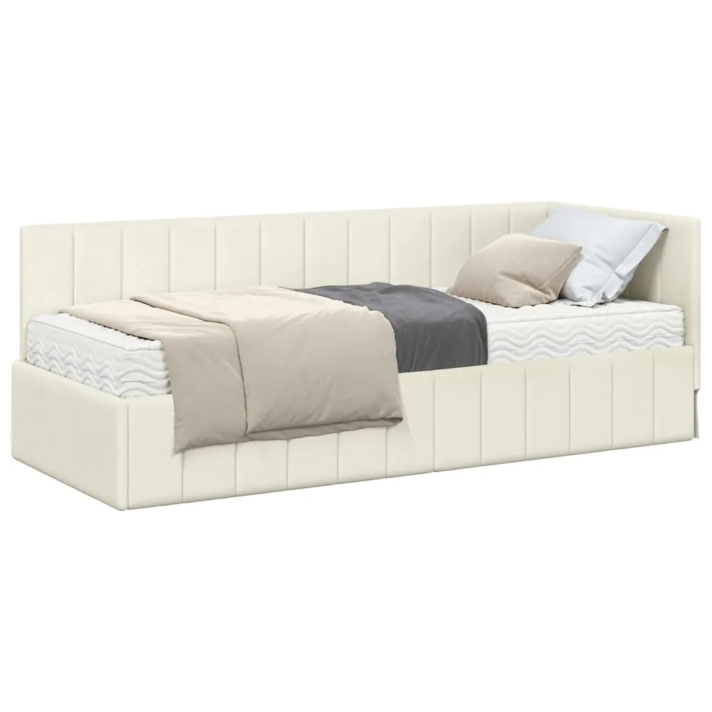 vidaXL Cornice del letto ad angolo Crema 80 x 200 cm Velluto