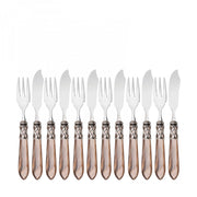 ALADDIN Ghiera Argento Anticato, Posate Set 12 pz Pesce, Casa Bugatti Colore: Onice