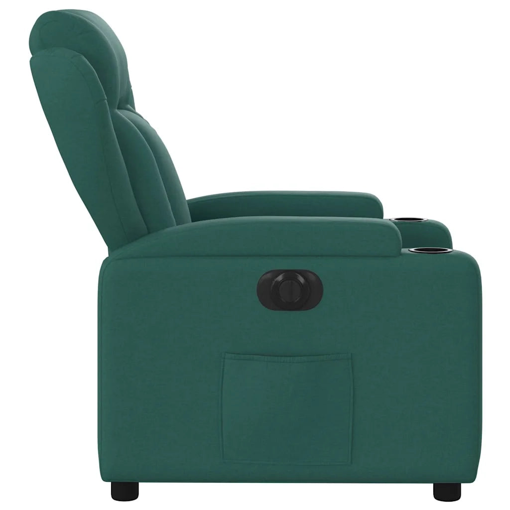 Poltrona | Sedia Relax Elettrica Reclinabile Verde Scuro in Tessuto