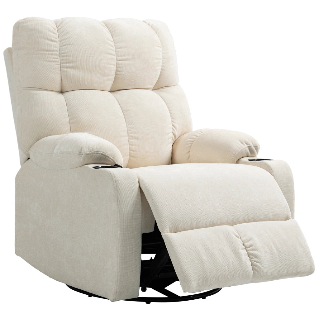 Poltrona Reclinabile Massaggiante con Poggiapiedi ¨C Zephmum ¨C Tessuto Beige 88x96x108 cm