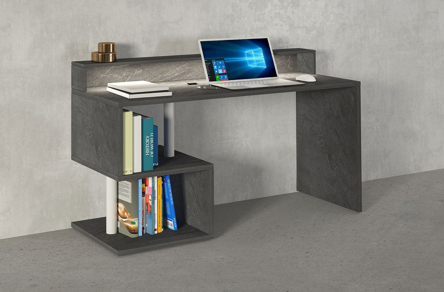 Scrivania a Giorno 140x60x92,5 cm Esse Report Grigio