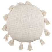 Cuscino decorativo cotone beige 45 cm rotondo con nappe moderni boho decor accessori