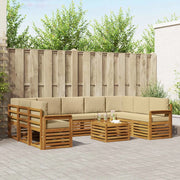 Set divani 10 pcs Naturale e Beige Legno di Acacia Massello 3375508
