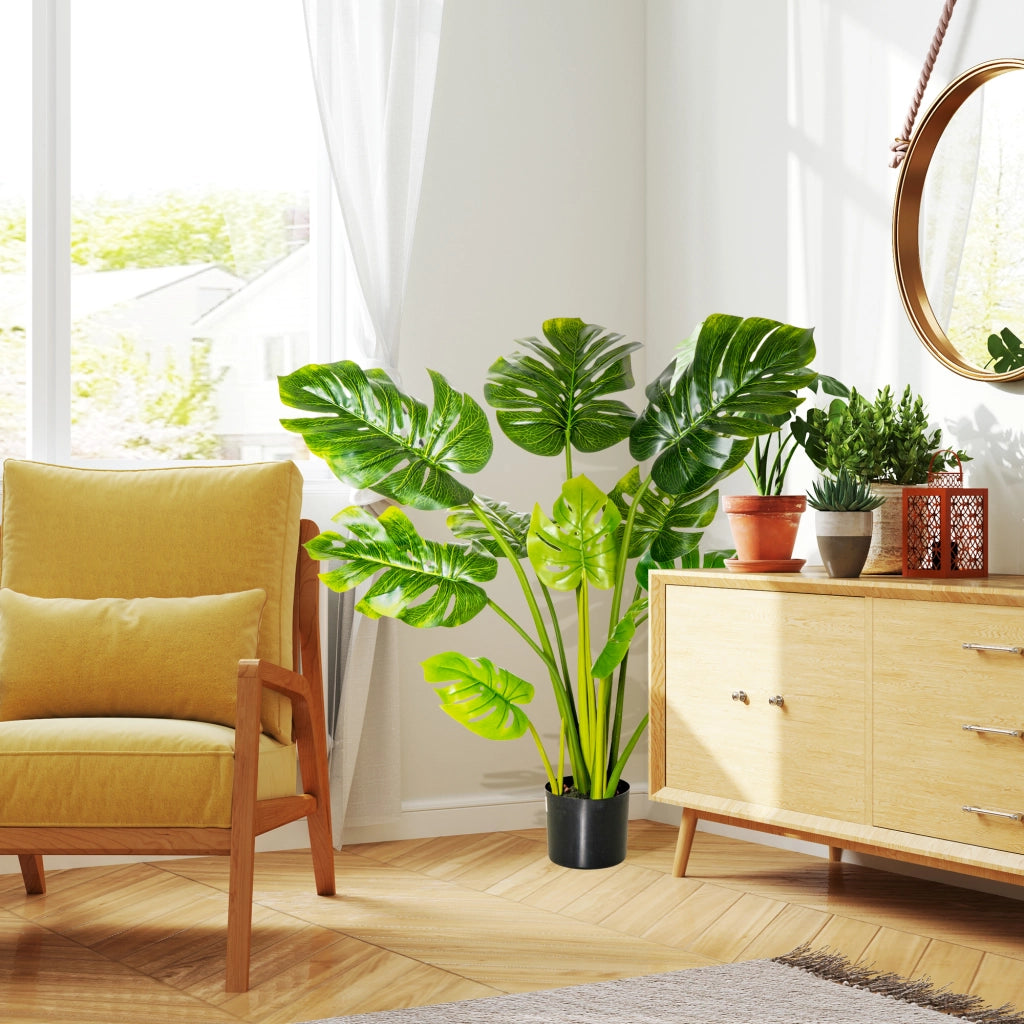 Pianta Finta Monstera 110 cm ¨C Zephmum ¨C Verde Plastica Vaso Interno Esterno