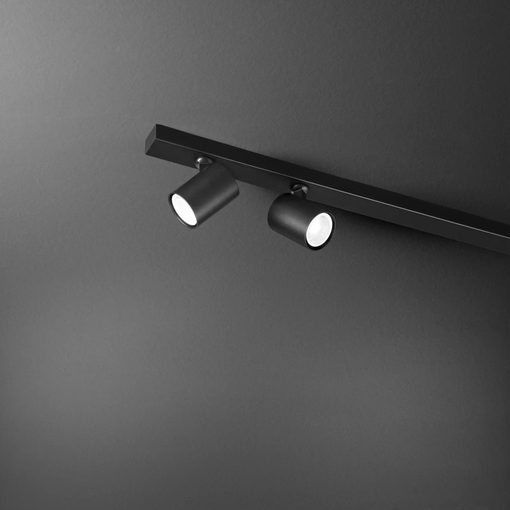 Sistema Modulare Moderno Snodo Faretti Metallo Nero Opaco 2 Luci Gu10