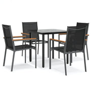 Set da Pranzo da Giardino 5 pz | Set Salotto da Giardino Nero in Textilene e Acciaio