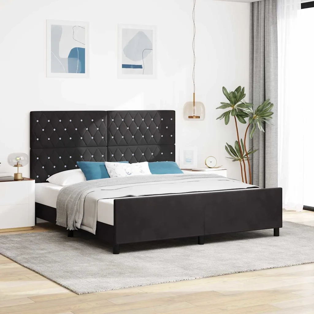 Letto a molle con testiera Nero 180 x 200 cm Velluto 3344893