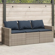 Divano da Giardino con Cuscini 3 Posti Grigio in Polyrattan 366347