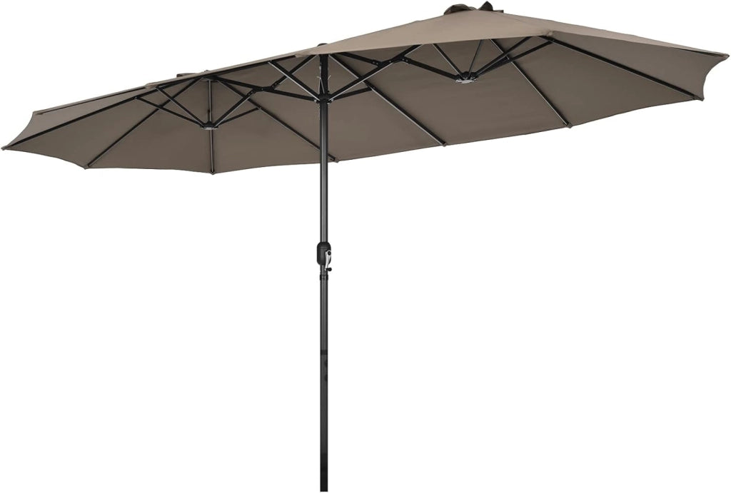 Ombrellone da Giardino Doppio 470 cm, con Manovella e 12 Stecche, Ombrellone Rettangolare Pieghevole, per Giardino Piscina Terrazza, 470 x 280 x 245 cm (Marrone)