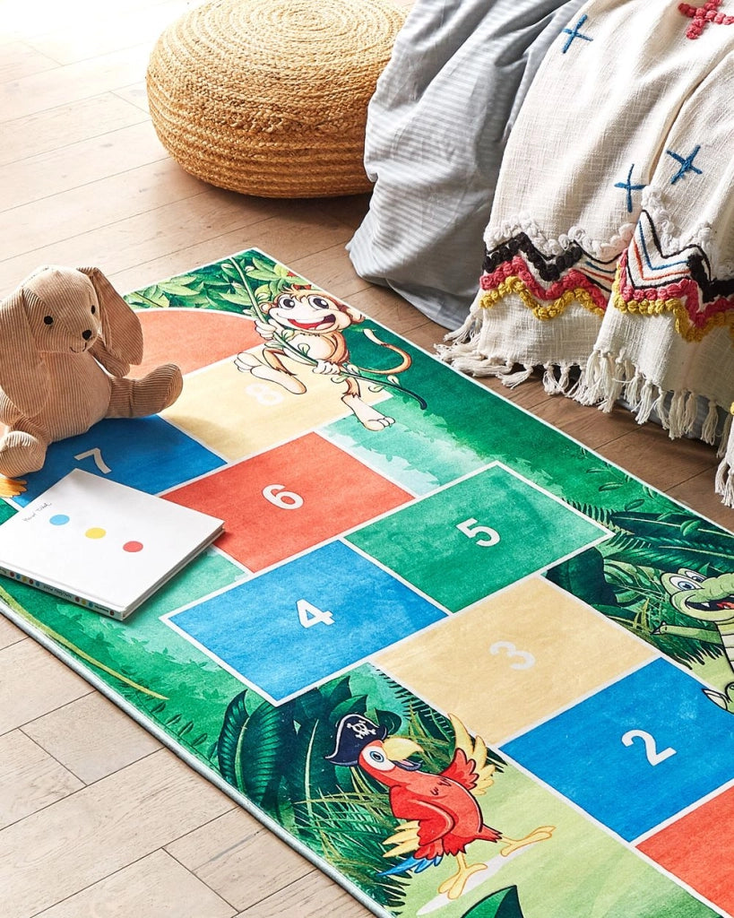 Tappeto tappetino Verde Campana Stampa 80 x 150 cm passatoia a pelo corto per bambini