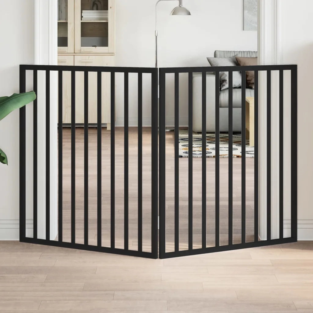 vidaXL Cancello per Cani Pieghevole 2 Pannelli Nero 160cm Legno Pioppo