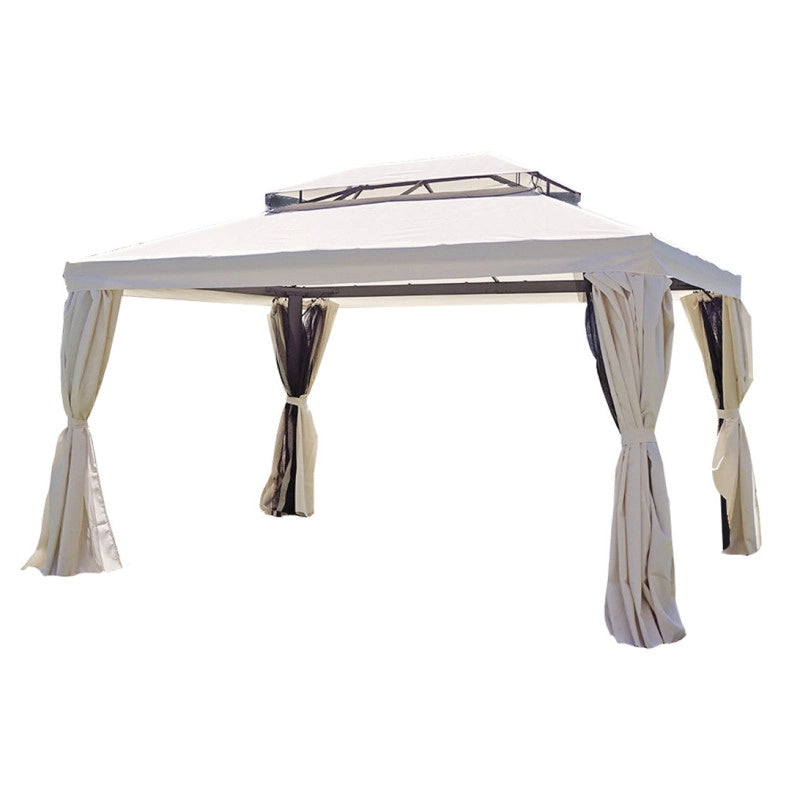 Gazebo rettangolare MOIA 3x4 in alluminio con tende laterali