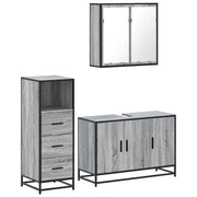 Set Mobili da Bagno | Armadio da bagno 3 pz Grigio Sonoma in Legno Multistrato
