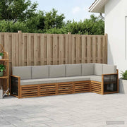 Set divano sezionale con cuscino 5 pcs Naturale e Grigio Chiaro