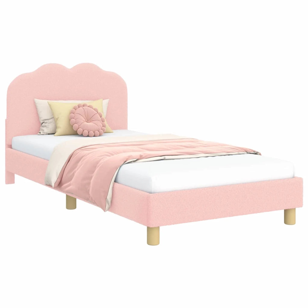 Struttura letto bambini con testata Rosa 90 x 200 cm Bouclé