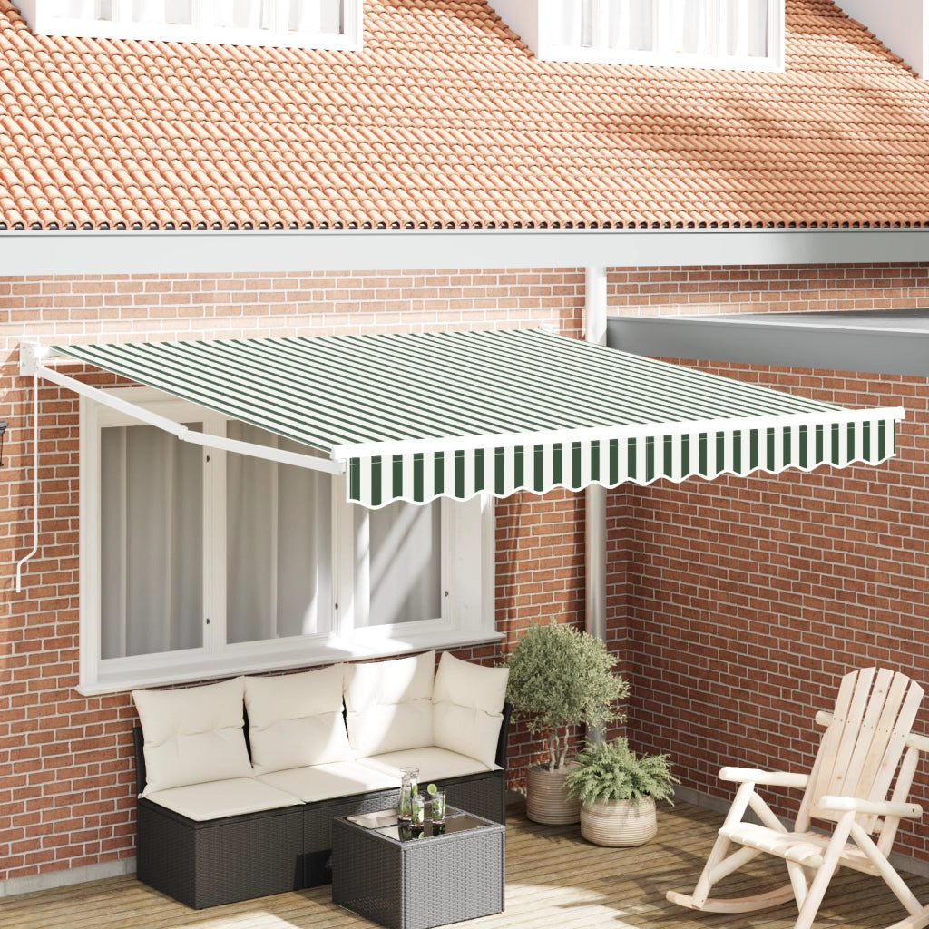 Tenda Retrattile Manuale  Verde e Bianca 300x250 cm