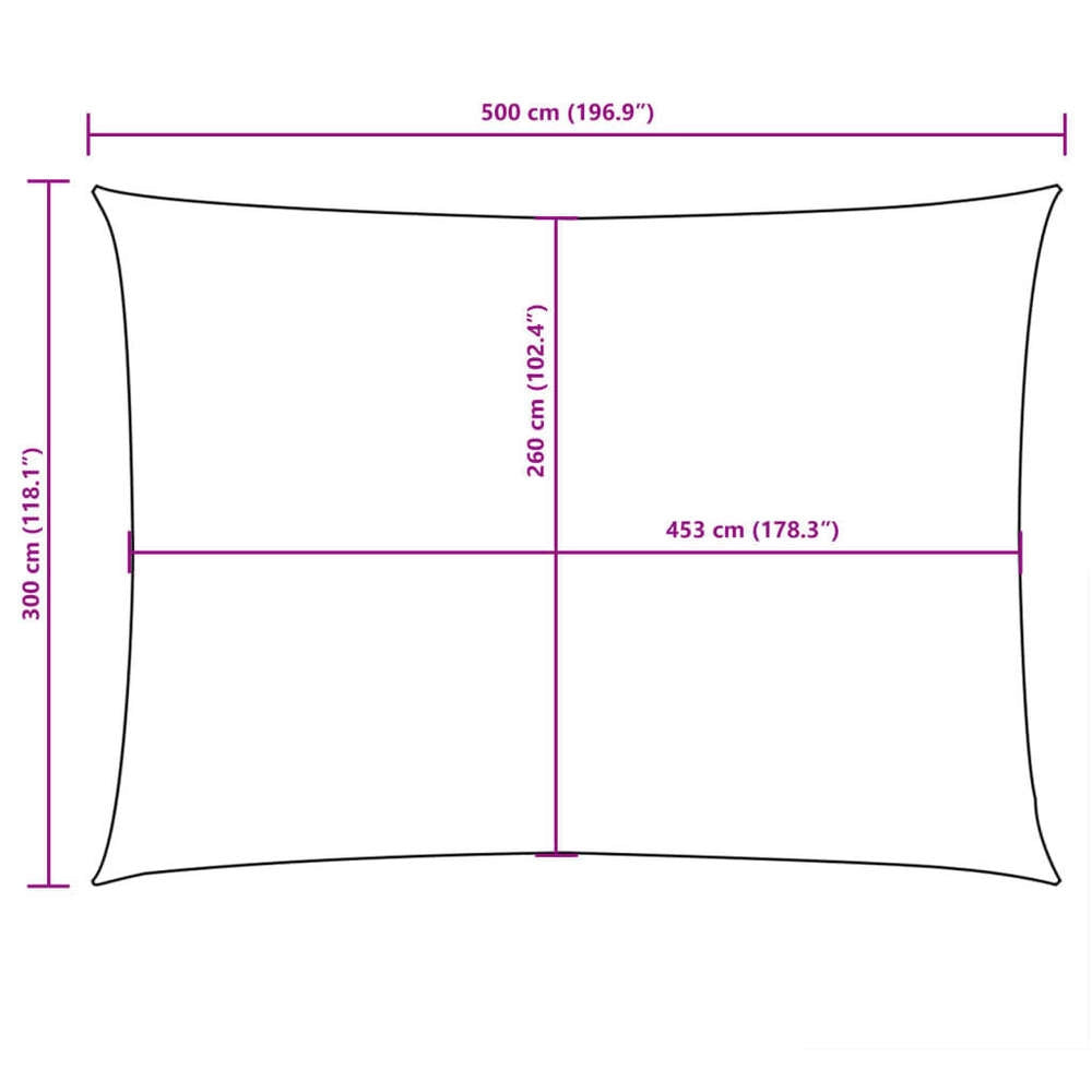 Rectangular Sunshade Sail Made Of Oxford Fabric, 3x5 M, Black