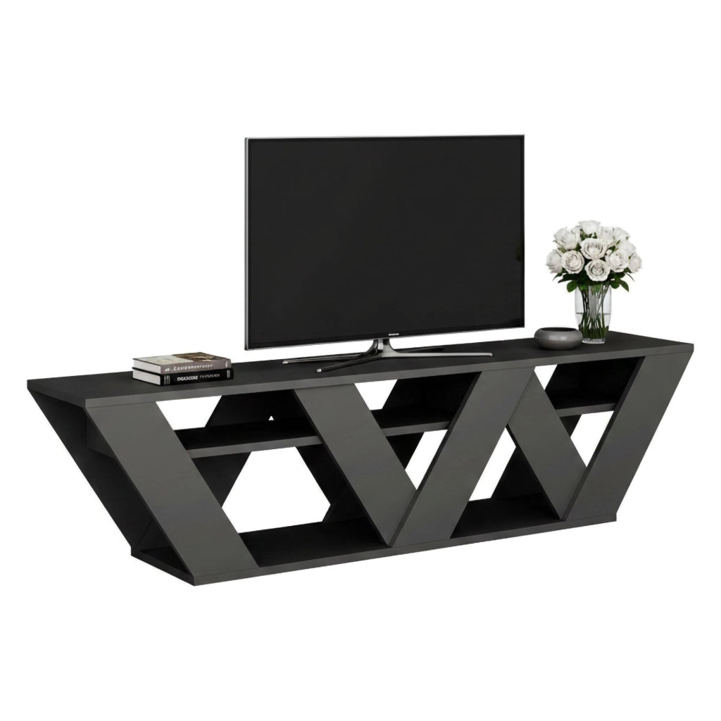 Mobile porta TV Arcobaleno, Credenza da soggiorno, Armadio basso per TV, Base parete attrezzata, 158x30h40 cm, Antracite