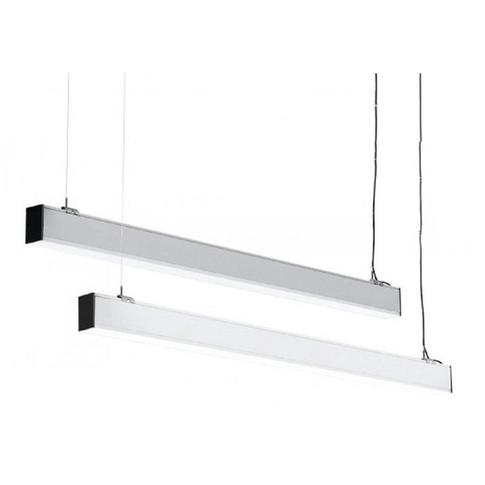 Trade Shop - Plafoniera 40w 120cm Con Cavi Sospensione Alluminio Silver Illuminazione Luce 4000k 00657 -